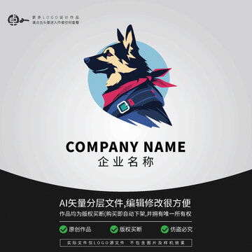 小狗狼狗犬科動(dòng)物卡通LOGO