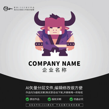 公牛游戲卡通潮流牛肉LOGO