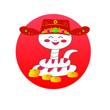 新年財神小蛇插畫