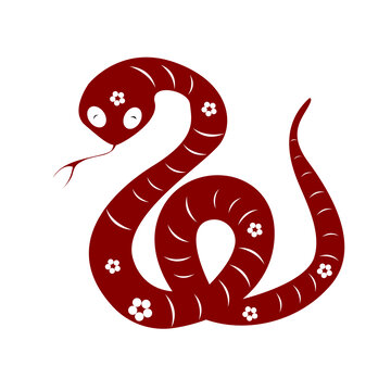 新年剪紙風小蛇插畫
