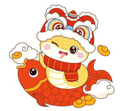 年年有余醒獅卡通蛇