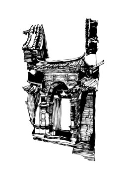 老街古鎮(zhèn)門洞手繪