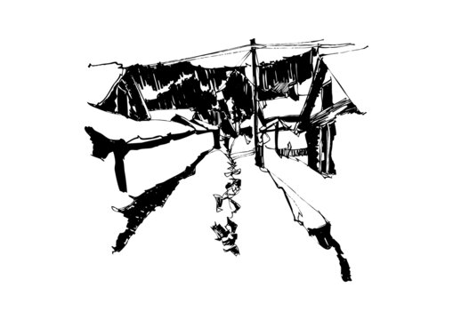 北方民居雪鄉(xiāng)村落屯子大山冰雪人家