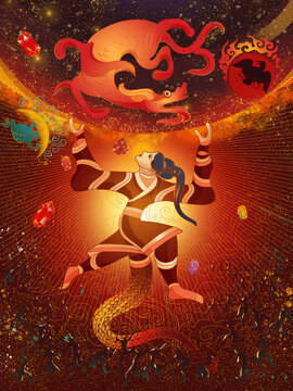 文學(xué)故事神話傳說女媧補(bǔ)天造人插畫