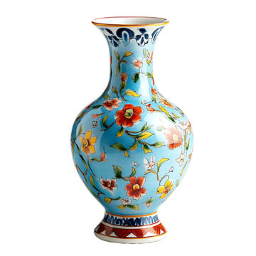 [免摳素材]精美的藍(lán)色花卉圖案花瓶