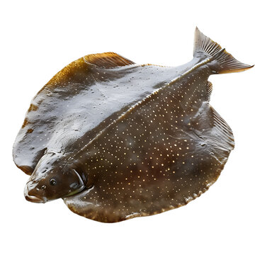 [免摳素材]白色背景上的新鮮完整比目魚