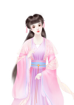 手繪插畫古裝美人女孩立繪