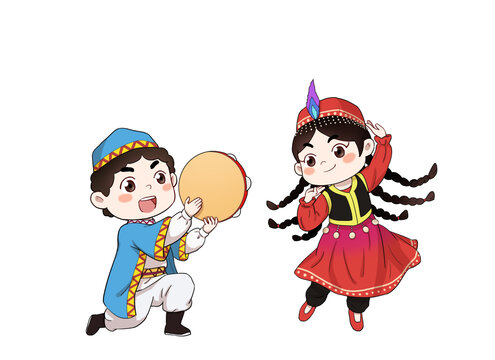 維吾爾族卡通小孩