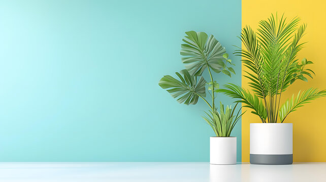 簡約風(fēng)格室內(nèi)設(shè)計 綠色植物與雙色墻壁