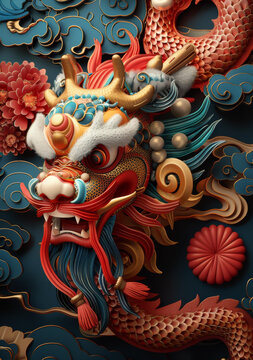 祥龍獻(xiàn)瑞的AI圖片