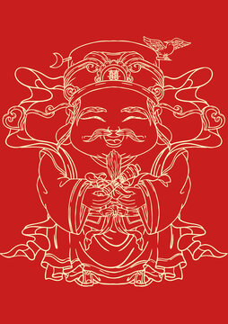 國潮手繪禧神