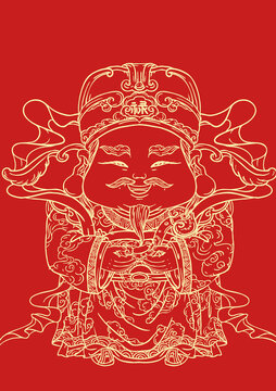 國潮手繪祿神