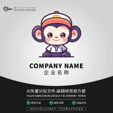 猩猩小猴子動(dòng)物可愛LOGO