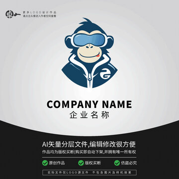 可愛動物小猴子猩猩LOGO