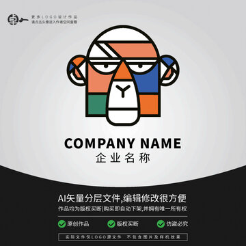 小猴子猩猩可愛(ài)動(dòng)物L(fēng)OGO