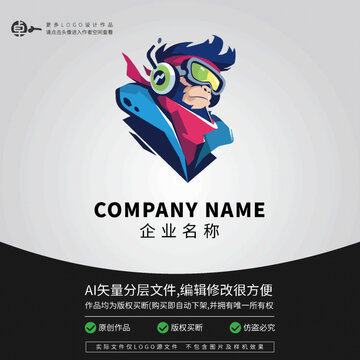 動(dòng)物可愛(ài)LOGO小猴子猩猩