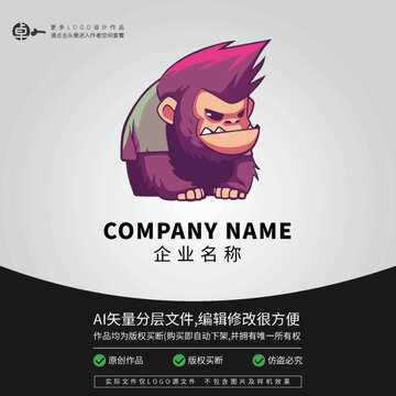 猩猩小猴子動(dòng)物可愛LOGO
