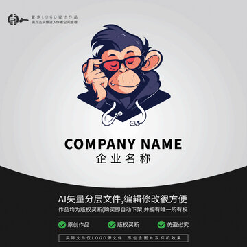 猩猩小猴子動物可愛LOGO