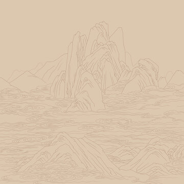 線描山水畫