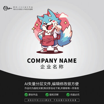 小狼狗零食LOGO扁平卡通