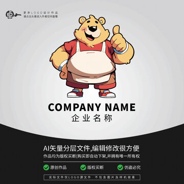 熊零食LOGO扁平卡通