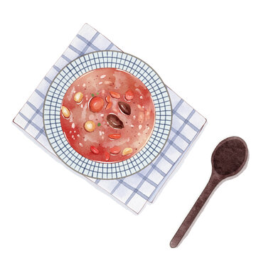 臘八粥手繪水彩節(jié)氣插畫(huà)
