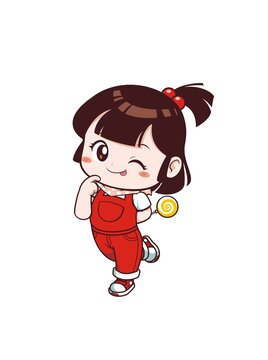 卡通可愛調(diào)皮小女孩形象矢量圖
