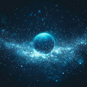 抽象星系中的藍色星球