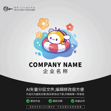 動(dòng)物游泳小蜜蜂卡通LOGO
