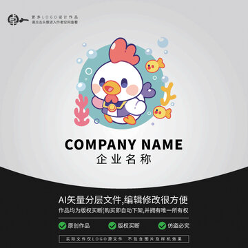 小雞母雞公雞LOGO游泳