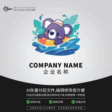 小考拉樹袋熊LOGO動物游泳