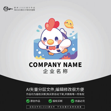 小雞母雞公雞LOGO游泳