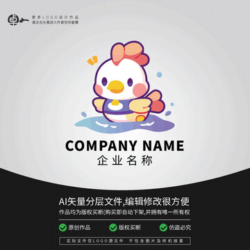 小雞母雞公雞LOGO游泳