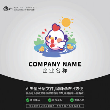 小雞母雞公雞LOGO游泳