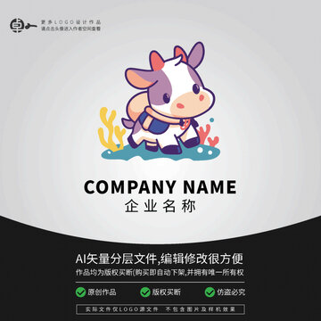小山羊卡通LOGO動(dòng)物游泳