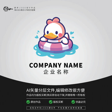 小鴨子卡通LOGO動(dòng)物游泳