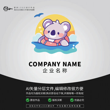 小考拉樹袋熊LOGO動(dòng)物游泳