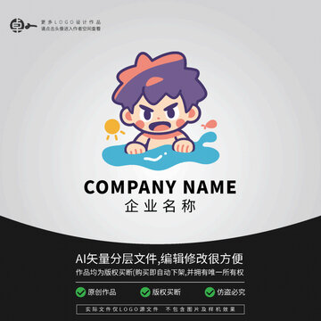 小男孩男生小學生游泳LOGO