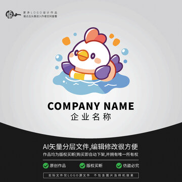 小雞母雞公雞LOGO游泳
