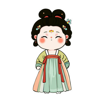 唐代仕女卡通矢量形象