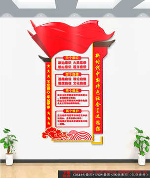 豎版四個自信文化墻