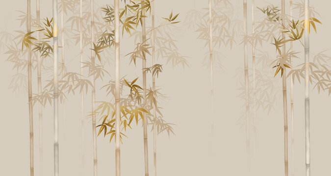 水墨竹子背景墻