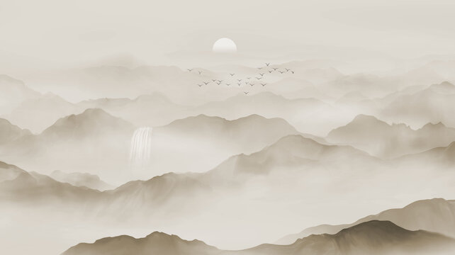 新中式水墨山水畫