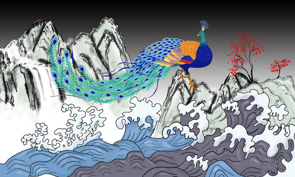 國(guó)潮山水裝飾背景墻