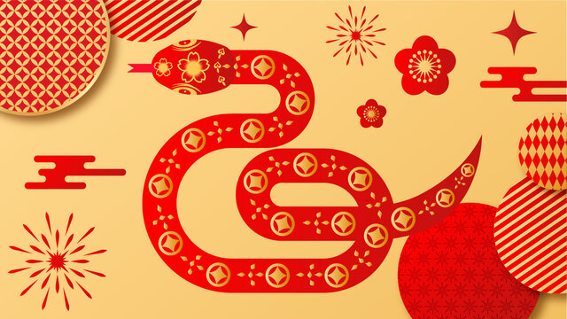 蛇年新年春節(jié)矢量插畫