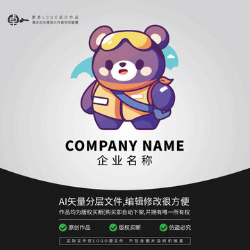 飛行員卡通LOGO形象小熊