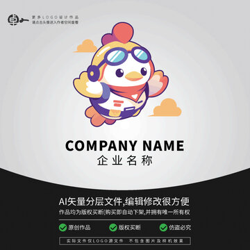 形象卡通飛行員LOGO小雞