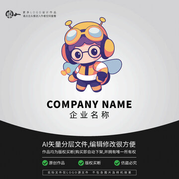 形象小蜜蜂LOGO飛行員卡通