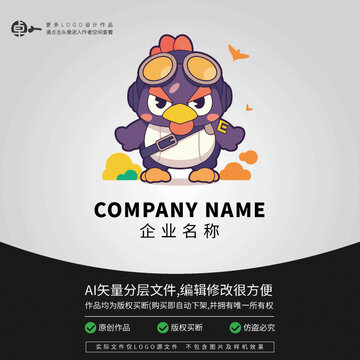 卡通飛行員小雞形象LOGO