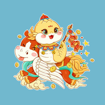 蛇年馬到成功插畫